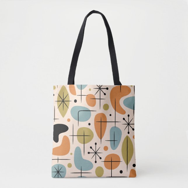 Mid Century Modern Starburst Pattern Tote Bag (Front)