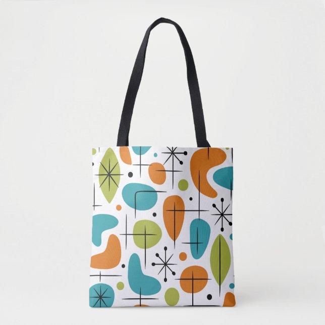 Mid Century Modern Starburst Pattern Tote Bag (Front)