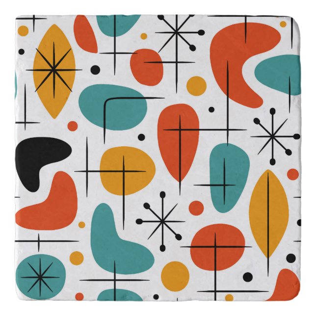 Mid Century Modern Starburst Pattern Trivet (Front)