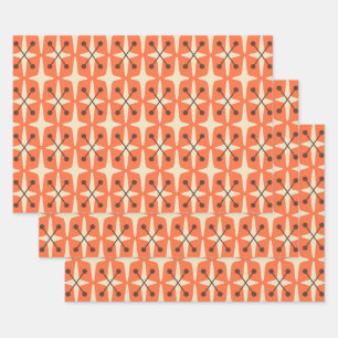 Mid Century Modern Starburst Pattern Wrapping Paper Sheets