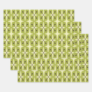 Mid Century Modern Starburst Pattern Wrapping Paper Sheets