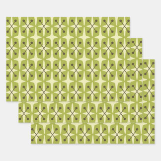 Mid Century Modern Starburst Pattern Wrapping Paper Sheets