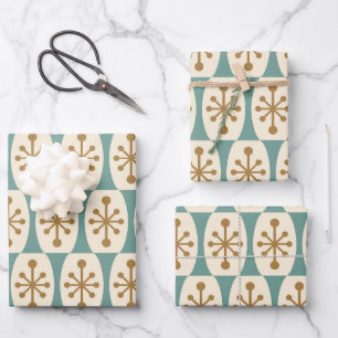 Mid Century Modern Starburst Pattern Wrapping Paper Sheets