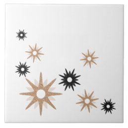 Mid-Century Modern Starburst | Pink &amp; Black Ceramic Tile
