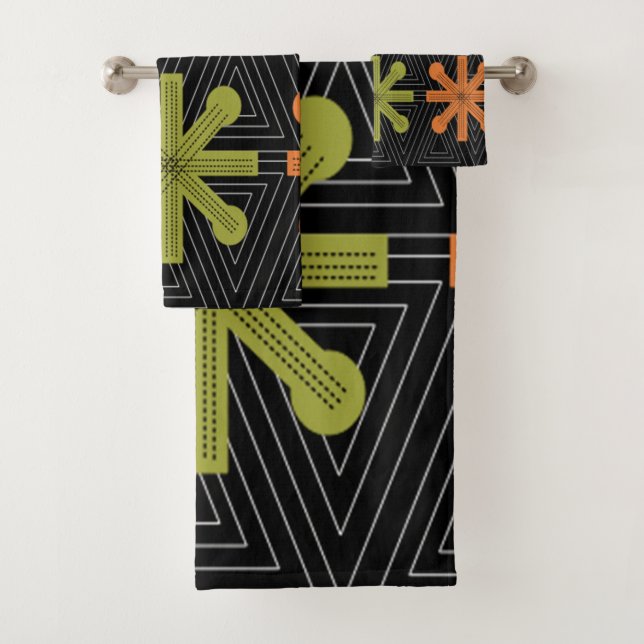 Mid-Century Modern Starburst Quilt Bath Towel Set (Insitu)