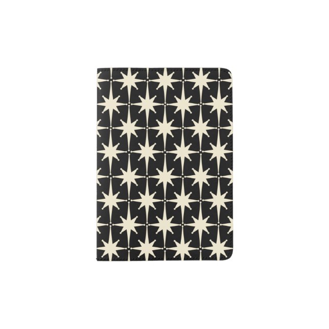 Mid Century Modern Starburst Stars Atomic Pattern Passport Holder (Front)