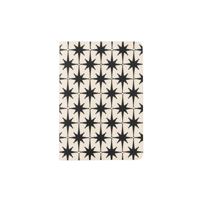 Mid Century Modern Starburst Stars Atomic Pattern Passport Holder (Front)