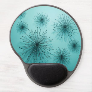 Mid-Century Modern Starburst Teal 3D Art Gel Mouse Pad