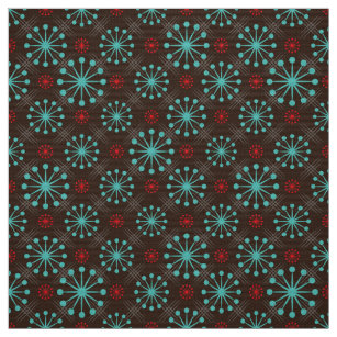 Mid Century Modern Fabric Zazzle Mid Century Modern Starburst Turquoise Red Pattern Fabric