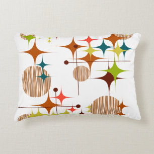 Mid Century Modern Starbursts and Globes Accent Pillow