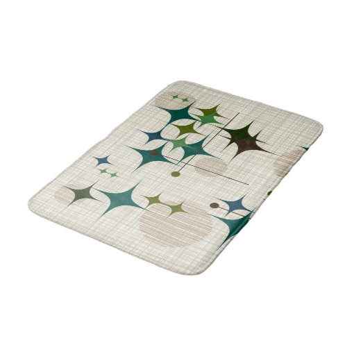 Mid Century Modern Starbursts and Globes Bath Mat | Zazzle
