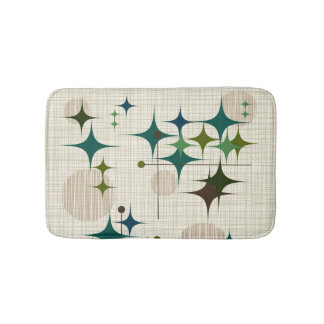 Mid Century Modern Starbursts and Globes Bath Mat