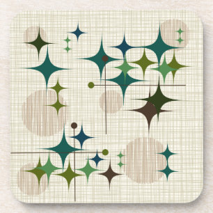 Mid Century Modern Starbursts and Globes Beverage Coaster