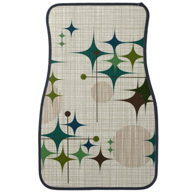 Mid Century Modern Starbursts and Globes Car Floor Mat (Front)