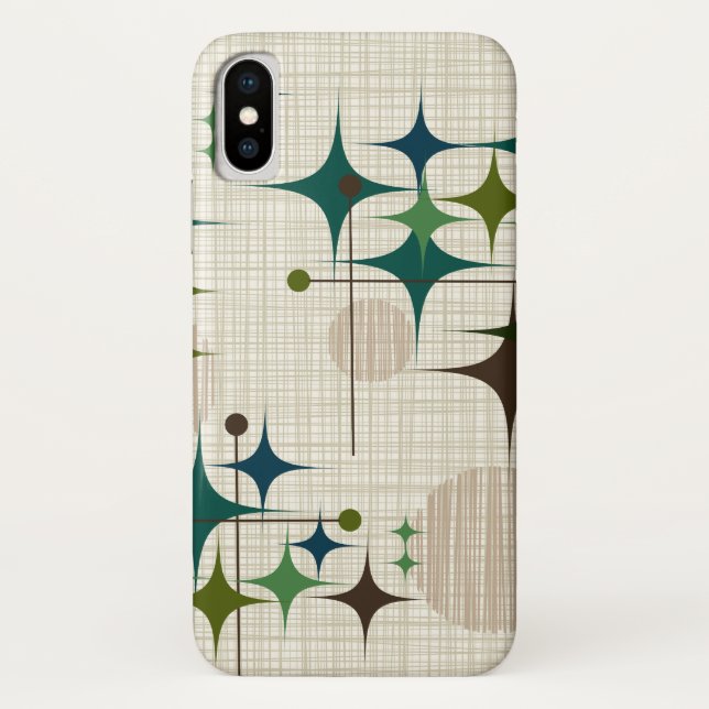 Mid Century Modern Starbursts and Globes Case-Mate iPhone Case (Back)