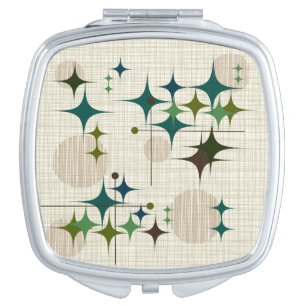 Mid Century Modern Starbursts and Globes Compact Mirror