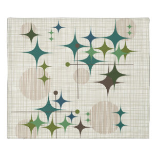 Mid Century Modern Starbursts and Globes Duvet Cover