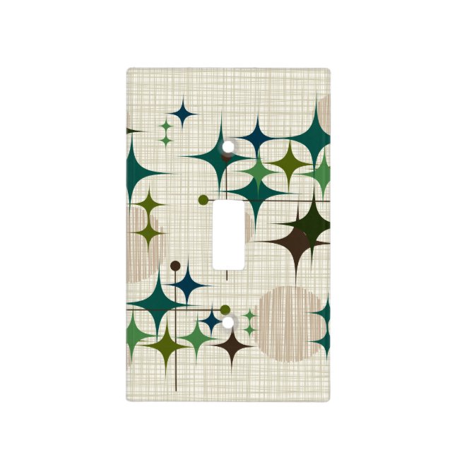 Mid Century Modern Starbursts and Globes Light Switch Cover (Front)