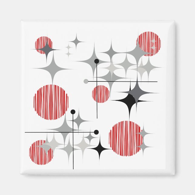 Mid Century Modern Starbursts and Globes Magnet (Front)