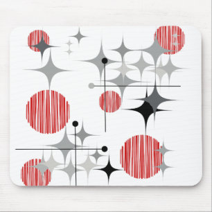 Mid Century Modern Starbursts and Globes Mouse Pad