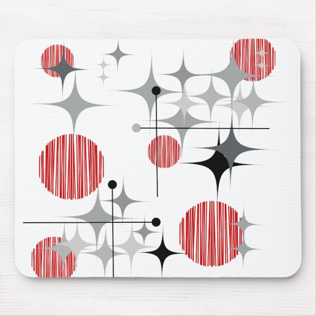 Mid Century Modern Starbursts and Globes Mouse Pad (Front)