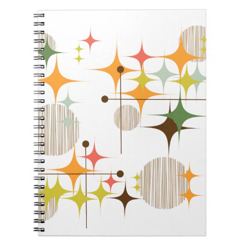 Mid Century Modern Starbursts and Globes Notebook