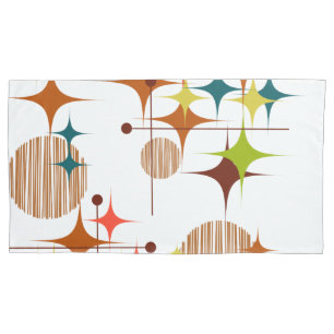 Mid Century Modern Starbursts and Globes Pillow Case