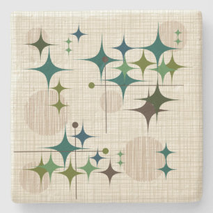 Mid Century Modern Starbursts and Globes Stone Coaster