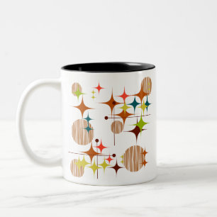 Mid Century Modern Starbursts and Globes Two-Tone Coffee Mug