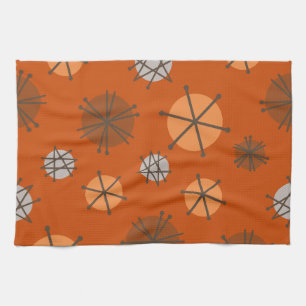 Mid Century Modern Starbursts Burnt Orange Kitchen Towel