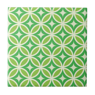 Mid century Modern Starbursts circles green Ceramic Tile