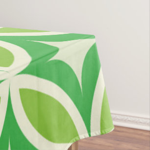 Mid century Modern Starbursts Circles Green Tablecloth