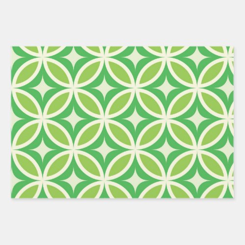 Mid century Modern Starbursts circles green  Wrapping Paper Sheets