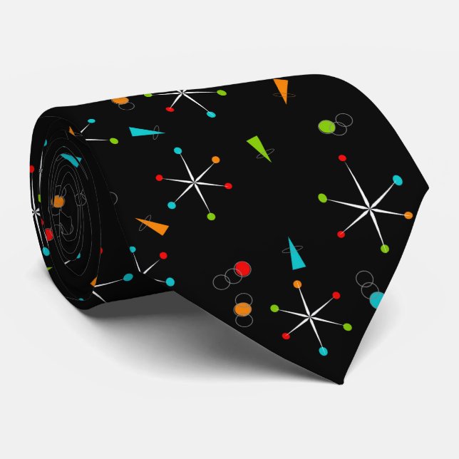 Mid-Century Modern Starbursts ll Neck Tie (Rolled)