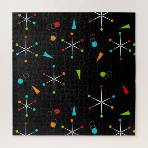 Mid_Century Modern Starbursts ll  Poster Faux Canv Jigsaw Puzzle