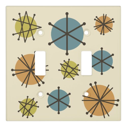 Mid Century Modern Starbursts Multicolored Light Switch Cover