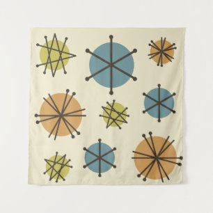 Mid Century Modern Starbursts Multicolored Tapestry