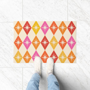 Mid Century Modern Starbursts on Retro Diamonds Doormat