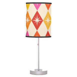 Mid Century Modern Starbursts on Retro Diamonds Table Lamp
