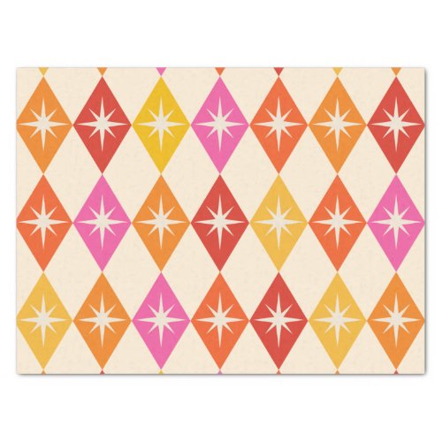 Mid Century Modern Starbursts on Retro Diamonds Tissue Paper