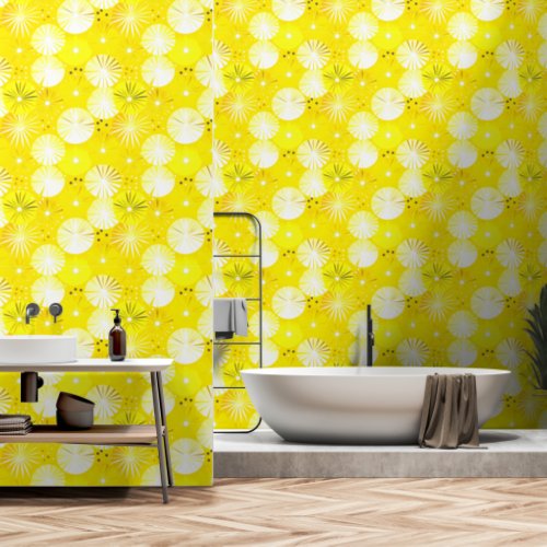 Mid Century Modern Starbursts Yellow Wallpaper