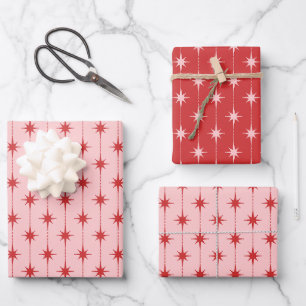 Mid Century Modern Stars and Dots Atomic Pattern Wrapping Paper Sheets