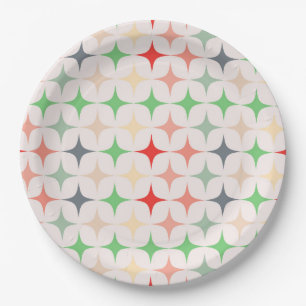 Mid-Century Modern Stars in Christmas Colors Paper Plates