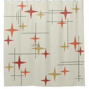 Mid Century Modern Stars Shower Curtain