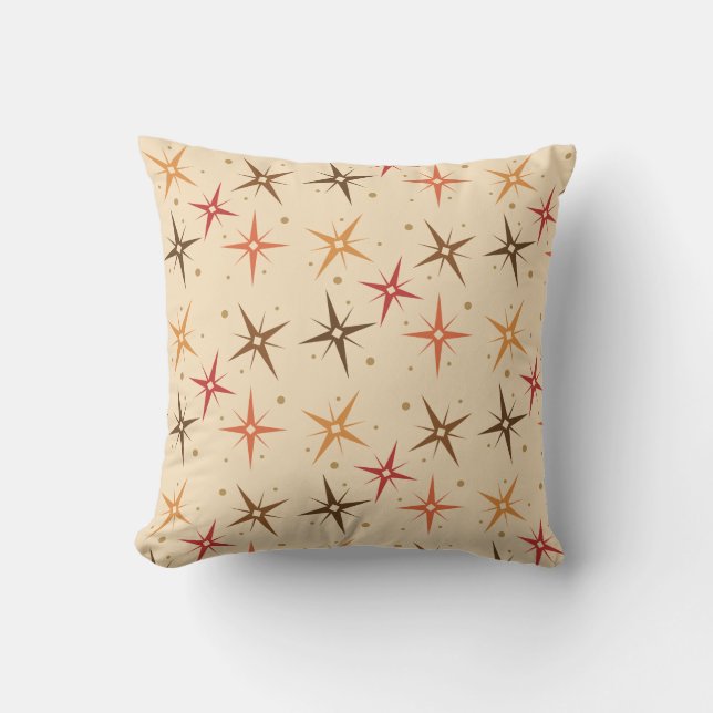 Mid Century Modern Stars Sky Throw Pillow (Front)
