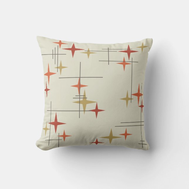 Mid Century Modern Stars Throw Pillow (Front)