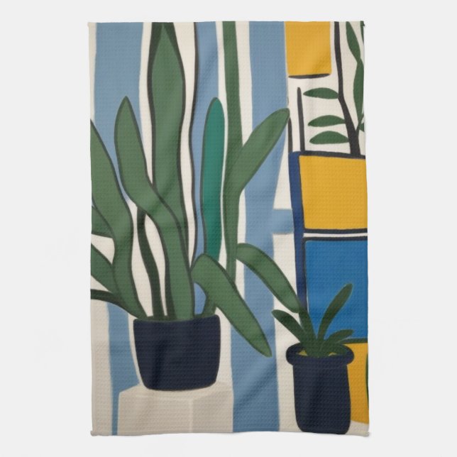 Mid Century Modern Still Life Kitchen Towel (Vertical)