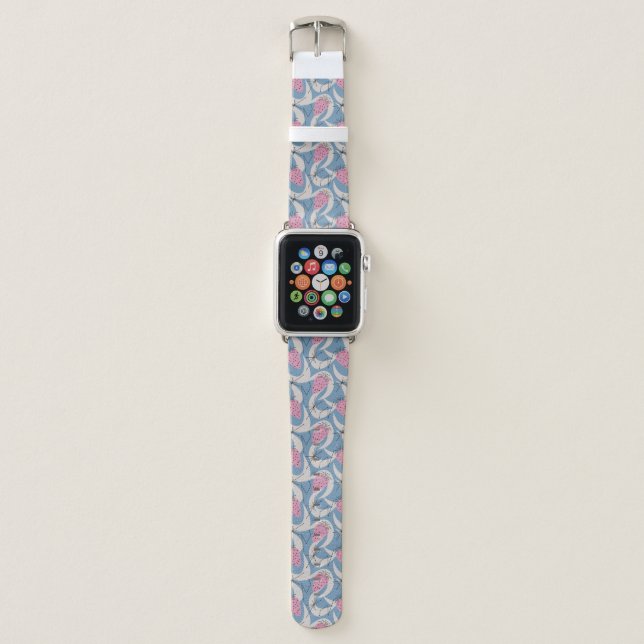 Mid Century Modern Strawberry Fruit Pattern Apple  Watch Band (Front)