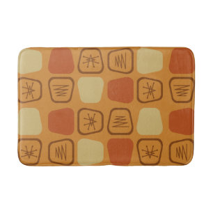 Mid Century Modern Stretched Squares Ochre Bath Mat
