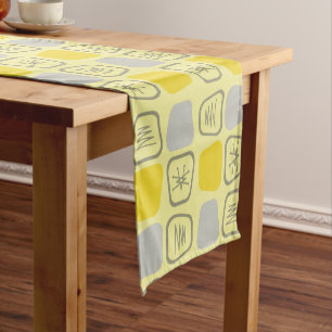 Mid Century Modern Stretched Squares Yellow Short Table Runner